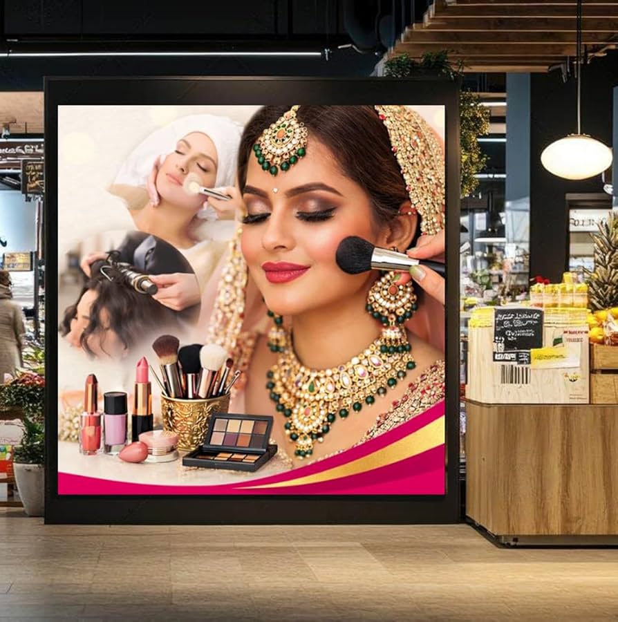 Bride getting her makeup and hair styled at Sitara Beauty House
